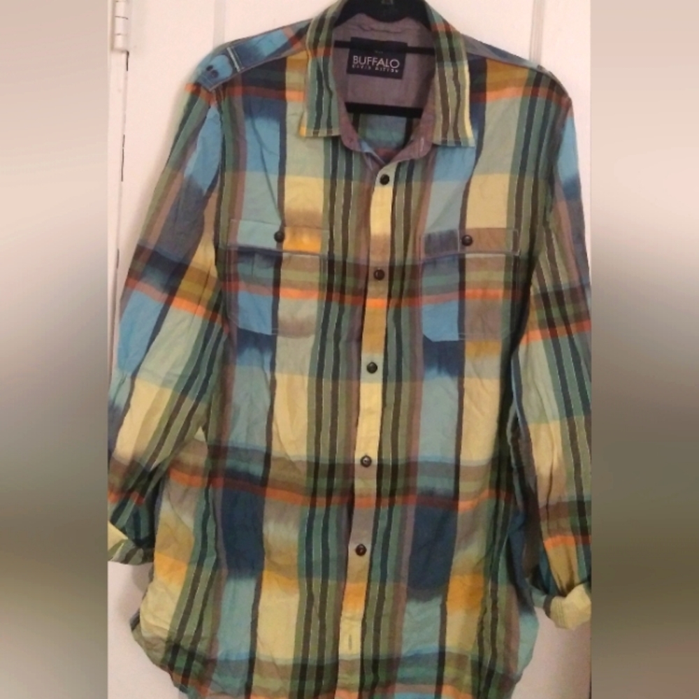 Buffalo David Bitton Mens Plaid Button Down Shirt SZ XL